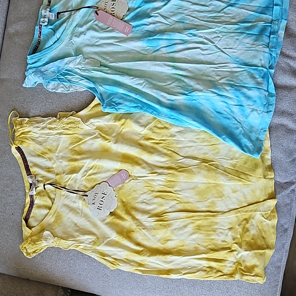 Tie Dye Sleeveless Tops Large Ruffles